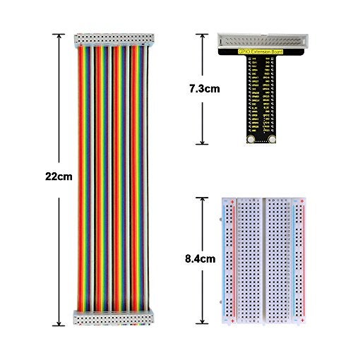 KEYESTUDIO GPIO Breakout Kit for Raspberry Pi - Assembled Pi Breakout + Rainbow Ribbon Cable + 400 Tie Points Solderless Breadboard - Image 4