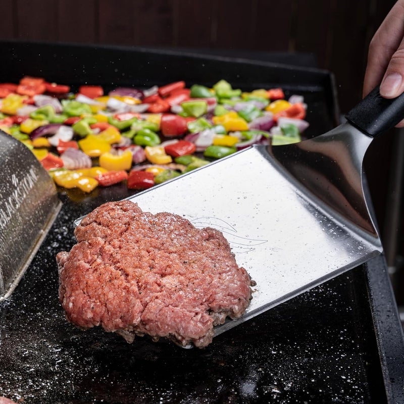 BLACKSTONE Hamburger Spatula Heavy Duty Plastic Handle Large Stainless Steel Food Grade Flat Top Griddle Accessories-Hamburger Pancake Flipper– Grill Scraper Utensil for Home Kitchen Restaurants - Image 1