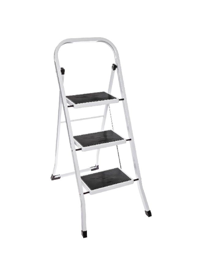 Five Simply Smart 3-Steps Foldable Anti Slip Metal Step Ladder Silver and Black 129 x 14 x 44 cm 117089 - Image 1