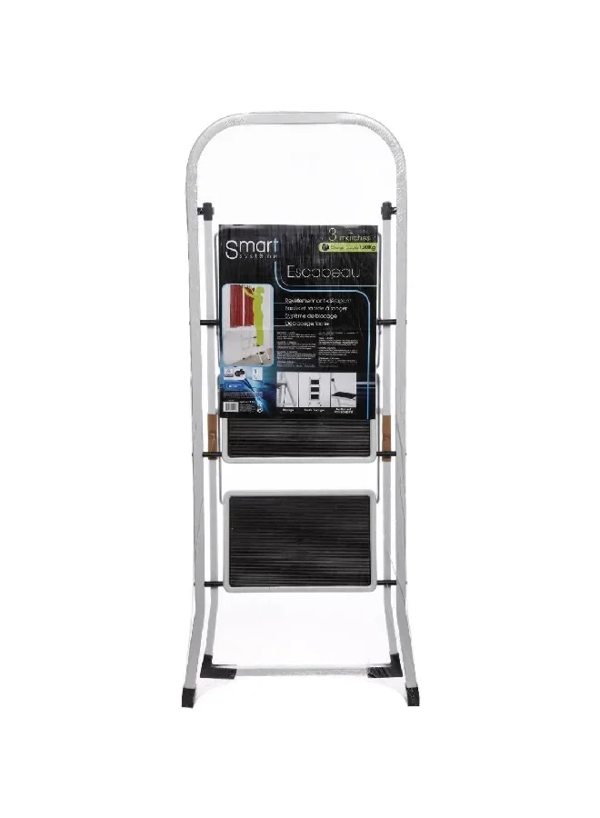 Five Simply Smart 3-Steps Foldable Anti Slip Metal Step Ladder Silver and Black 129 x 14 x 44 cm 117089