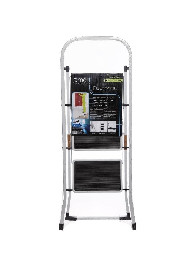 Five Simply Smart 3-Steps Foldable Anti Slip Metal Step Ladder Silver and Black 129 x 14 x 44 cm 117089 - Image 2