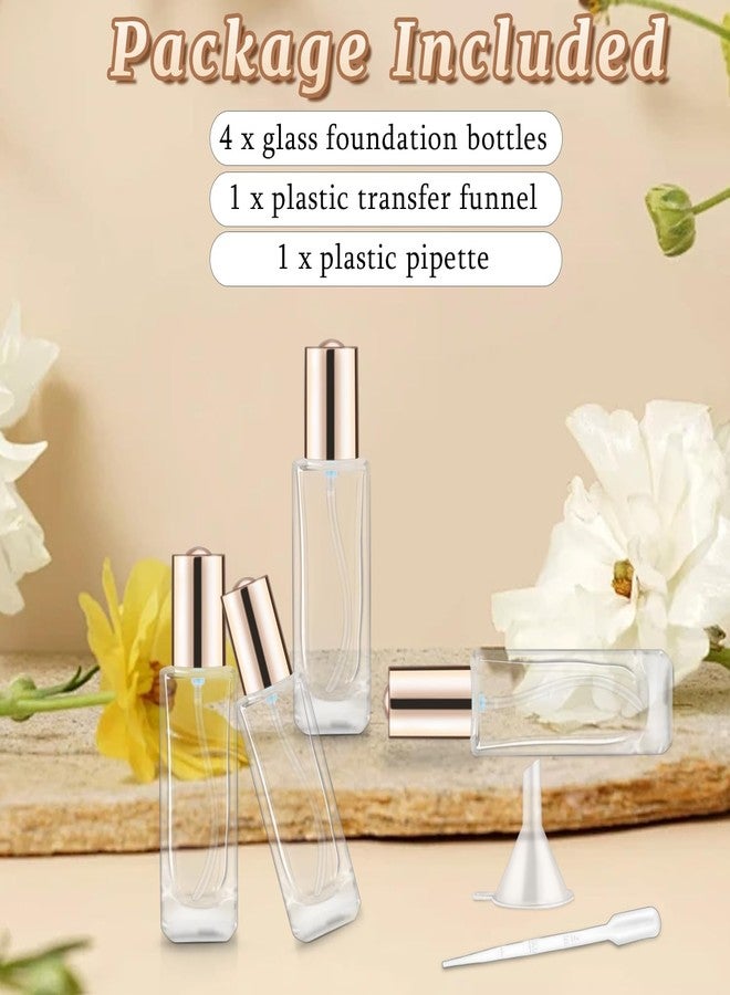 Cositina 4 Pack 50ml/1.7oz Clear Glass Pump Bottle Refillable Square Foundation Dispenser Cosmetic Vial Containers with Pump & Gold Lids for Lotion Liquid Foundation Skin Care Cream Make Up Samples - Image 5
