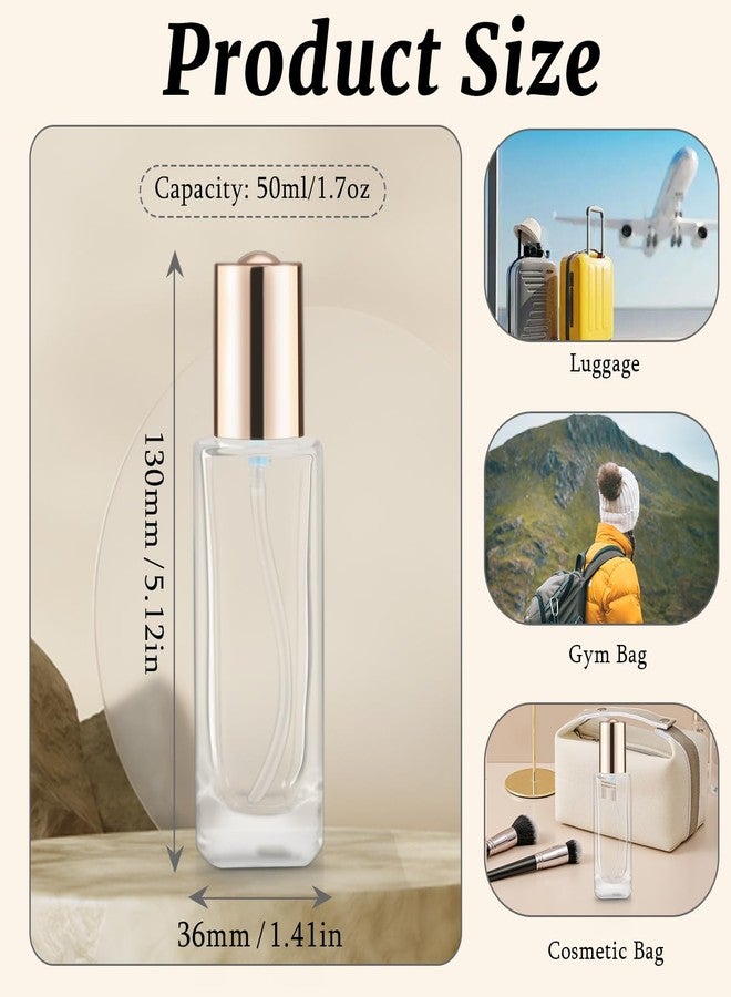 Cositina 4 Pack 50ml/1.7oz Clear Glass Pump Bottle Refillable Square Foundation Dispenser Cosmetic Vial Containers with Pump & Gold Lids for Lotion Liquid Foundation Skin Care Cream Make Up Samples - Image 2