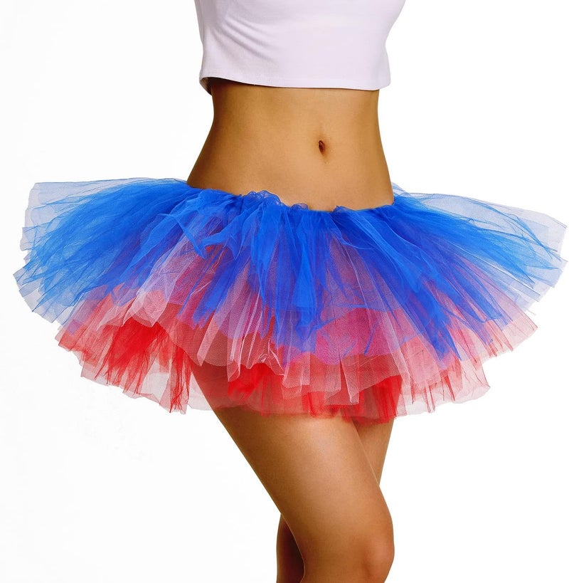 Phantomon Tutu Skirt Women's Teens Classic Elastic 5 Layered Tulle Ballet Skirt, 1950s Vintage Style Short Skirt, Adult Size - Image 1