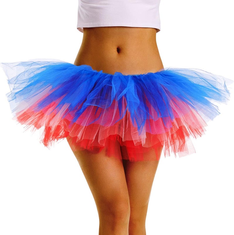 Phantomon Tutu Skirt Women's Teens Classic Elastic 5 Layered Tulle Ballet Skirt, 1950s Vintage Style Short Skirt, Adult Size - Image 4
