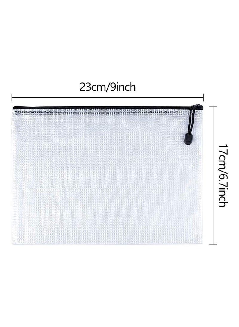 SYOSI 12 Pcs A4 Zipper File Wallets Plastic Folder Bags Small Zip Storage Bag Black Folders Document A5 Pockets  - Image 3