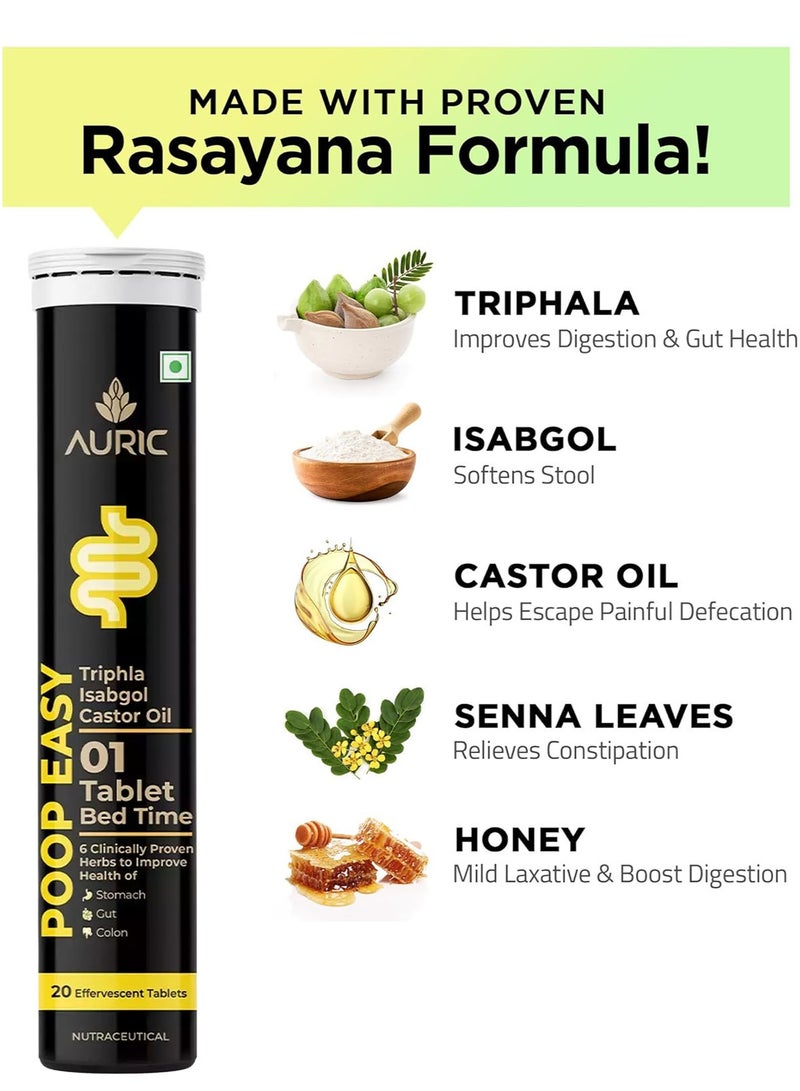 ذهبي أقراص أوريك بوب إيزي، ٢٠ قرصًا فوارًا - مساعدة طبيعية للهضم مع التريفالا، والإيزابغول، وزيت الخروع - Image 5