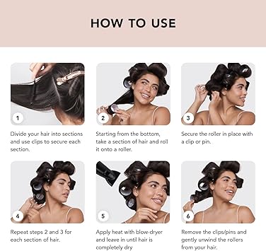 Kitsch Ceramic Thermal Hair Rollers Hair Curlers Rollers for Perfect Curls Hot Rollers for long hair Hair rollers for long hair Hair Curler Hair Roller Ceramic Coated Core Black 8pcs - Image 4