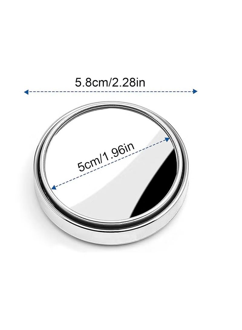Generic 2 Pack Blind Spot Mirrors 360 Degree Rotate Sway Silver Round Curved Convex Wide Angle Mirror Waterproof HD Crystal Glass Blindspot Mirrors for Cars SUV Trucks Traffic Safety  - Image 2