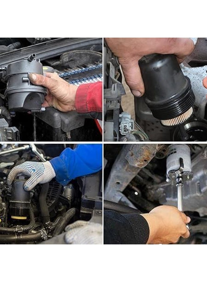 مفتاح فلتر زيت ثنائي الاتجاه لإزالة فلاتر الزيت 3 فك  قابل للتعديل مقاس ½ بوصة - ⅜ بوصة -  65-110 مم اداه اساسيه في كل جراج ومحطه خدمه سيارات - Image 4