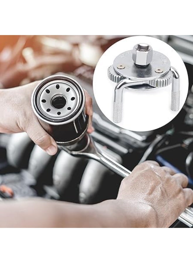 مفتاح فلتر زيت ثنائي الاتجاه لإزالة فلاتر الزيت 3 فك  قابل للتعديل مقاس ½ بوصة - ⅜ بوصة -  65-110 مم اداه اساسيه في كل جراج ومحطه خدمه سيارات - Image 5