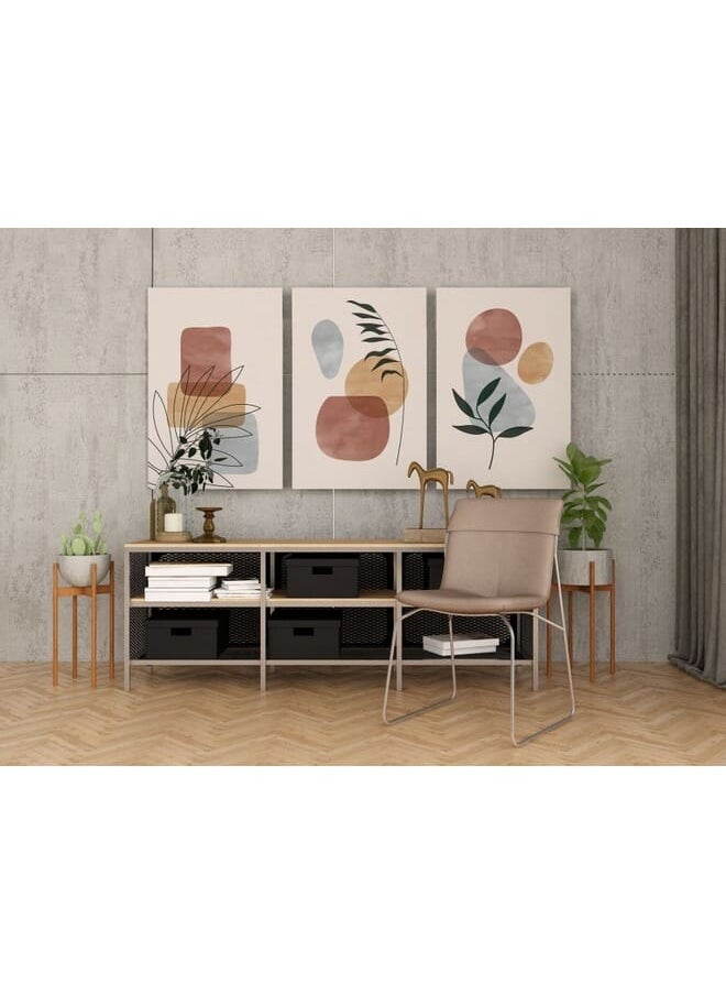 Home Gallery - Set Of 3 Of Boho Multicolor Plant And Abstract Shapes Illustrations - Image 1