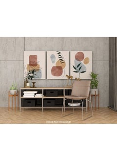 Home Gallery Set Of 3 Of Boho Multicolor Plant And Abstract Shapes Illustrations  - Image 2