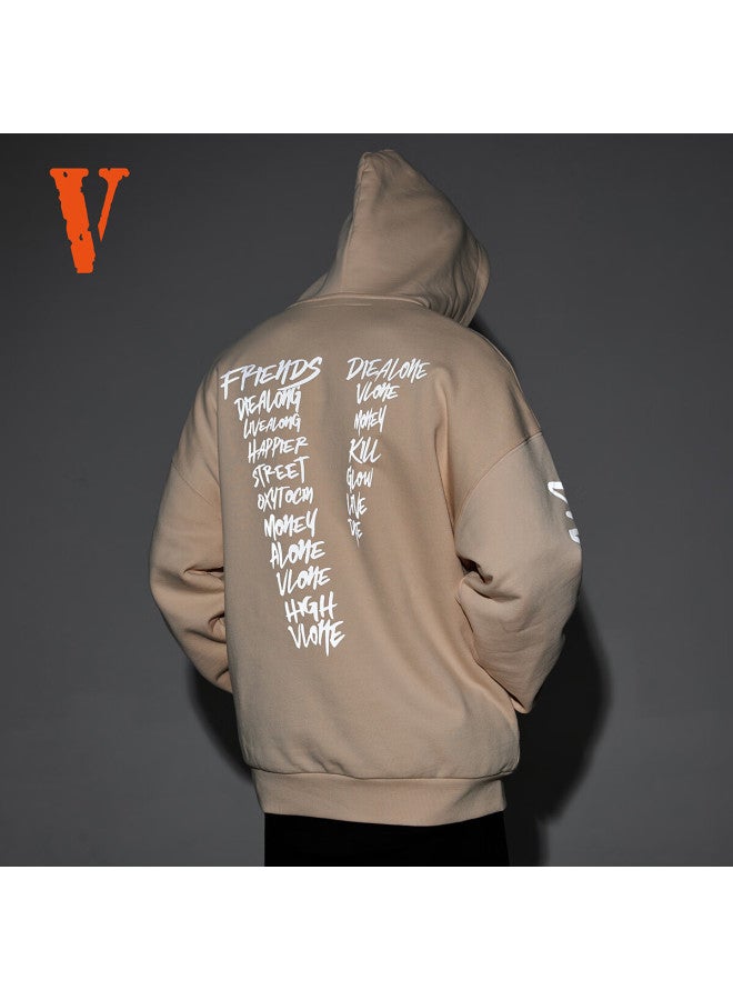 Vlone 3m Letter Graffiti Large Logo Print Sweatshirt Vlzh24002 Beige S - Image 1