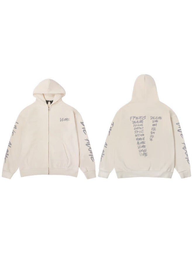 Vlone 3m Letter Graffiti Large Logo Print Sweatshirt Vlzh24002 Beige S - Image 4