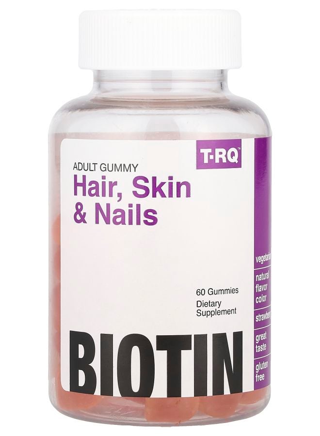 TRQ Adult Gummy Hair Skin & Nails Strawberry 60 Gummies