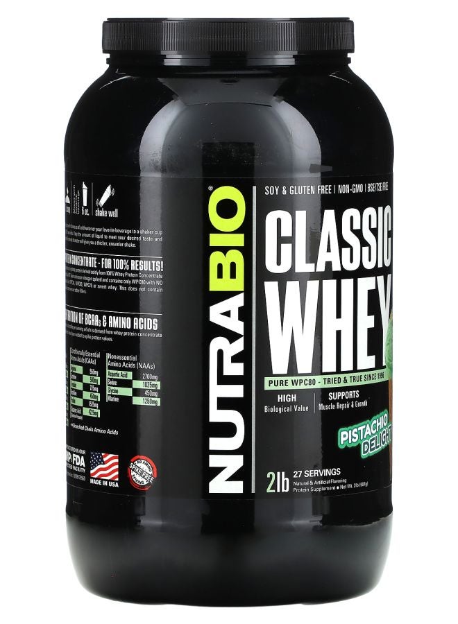 NutraBio Classic Whey Protein Pistachio Delight 2 lb (907 g) - Image 2