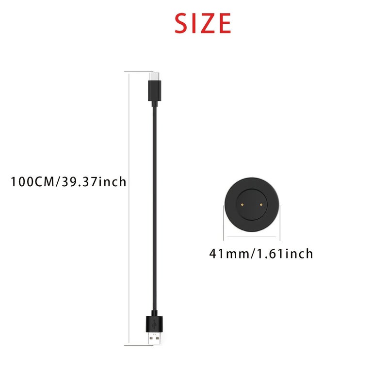Black 2 Pack Smartwatch USB C Magnetic Charging Cable For GT2 GT2e GS Pro - Image 2