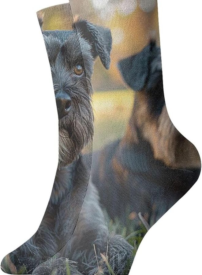 Adult Schnauzer Dogs Crew Socks Soft Breathable Winter Boot Sock for Men and Women - Image 1