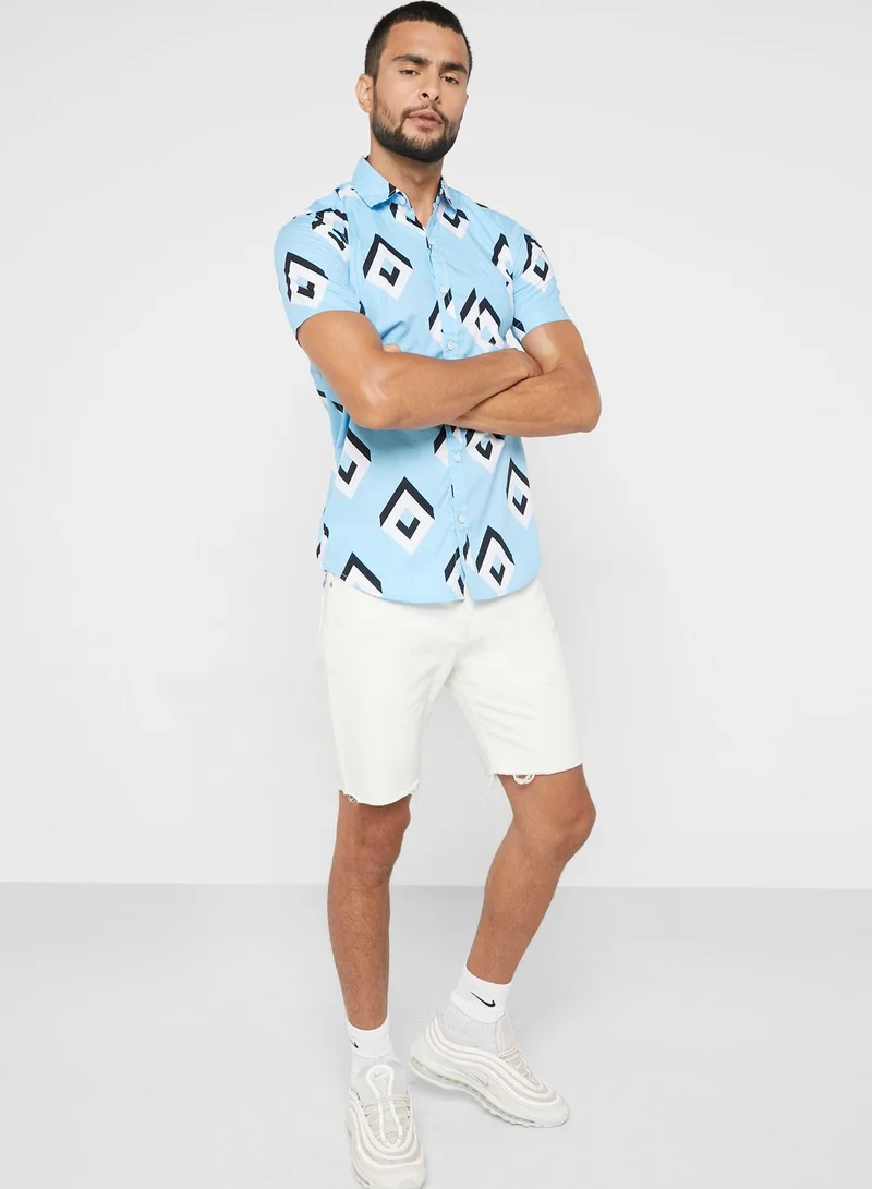 Seventy Five Azetec Print Short Sleeve Shirt
