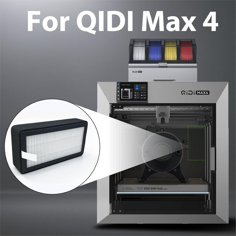 حزمة لمرشح هواء QIDI Max 4 – مرشح HEPA ومرشح كربون نشط، هيكل مزدوج 2 في 1 مرشح HEPA لطابعة ثلاثية الأبعاد، قطع غيار OEM من QIDI، تركيب سهل، ملحقات طابعة QIDI MAX 4 ثلاثية الأبعاد - Image 2