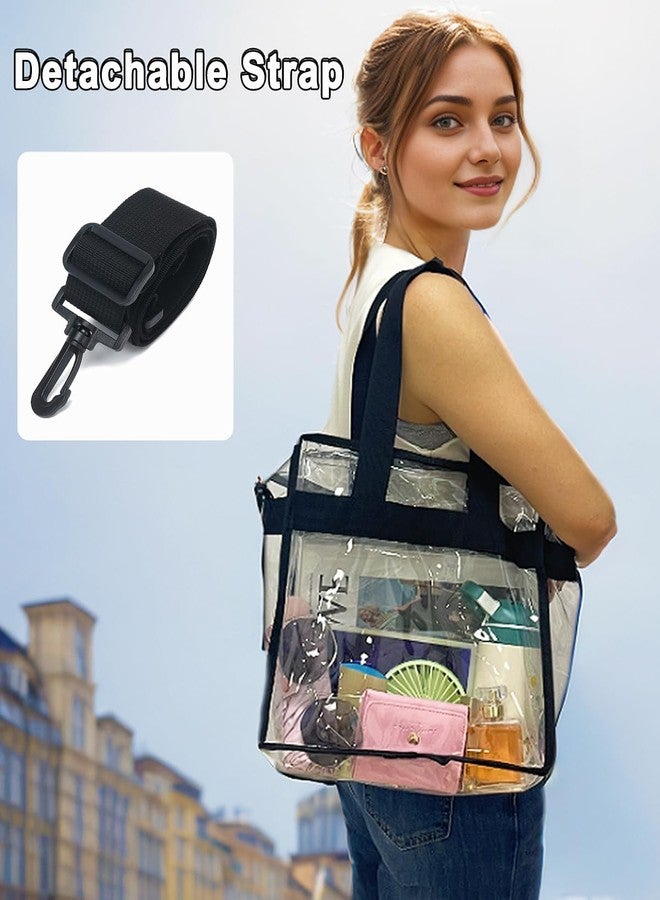 Fammart Clear Beach Bag for Women, Clear Tote Bag with Zipper for Stadium Events, Sports, Concerts, Work, Jelly Black, Large, Fashion - Image 2