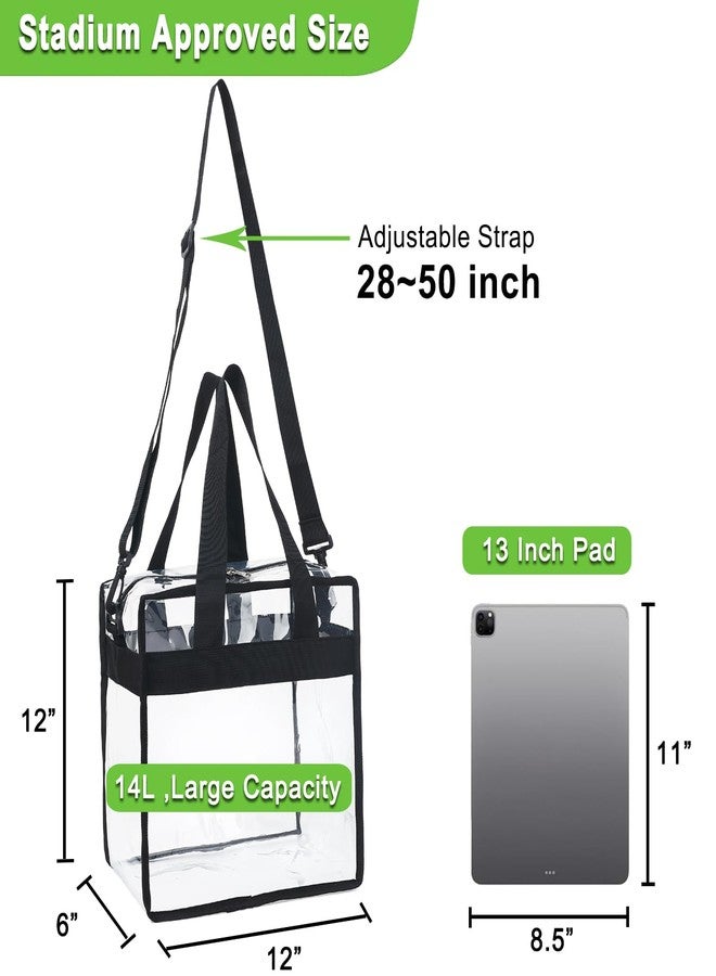 Fammart Clear Beach Bag for Women, Clear Tote Bag with Zipper for Stadium Events, Sports, Concerts, Work, Jelly Black, Large, Fashion - Image 3