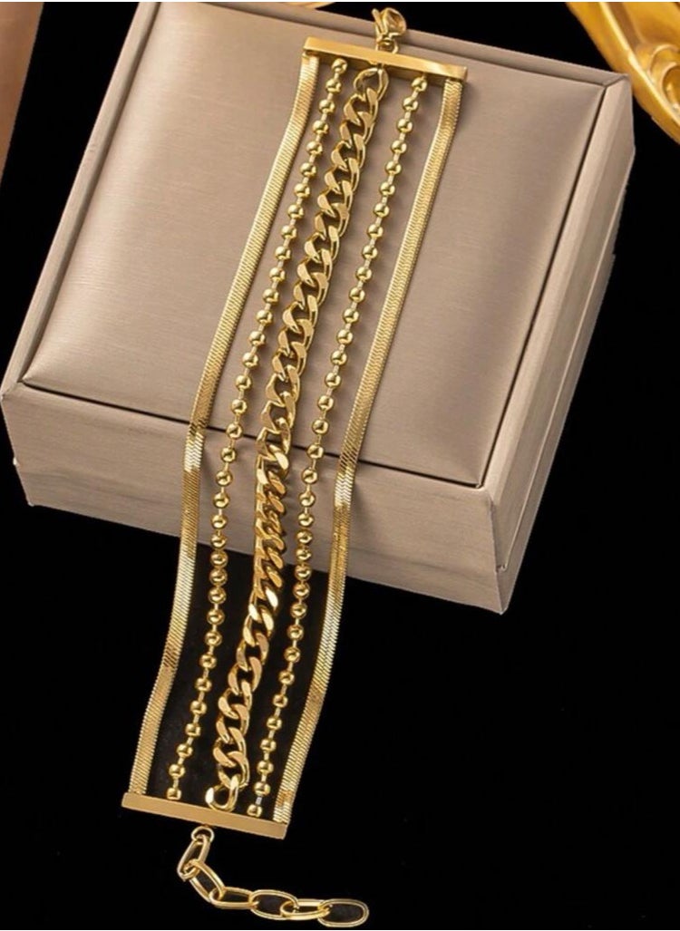 Equal - Elegant Women's Gold Plated Stainless Steel Bracelet - Image 1