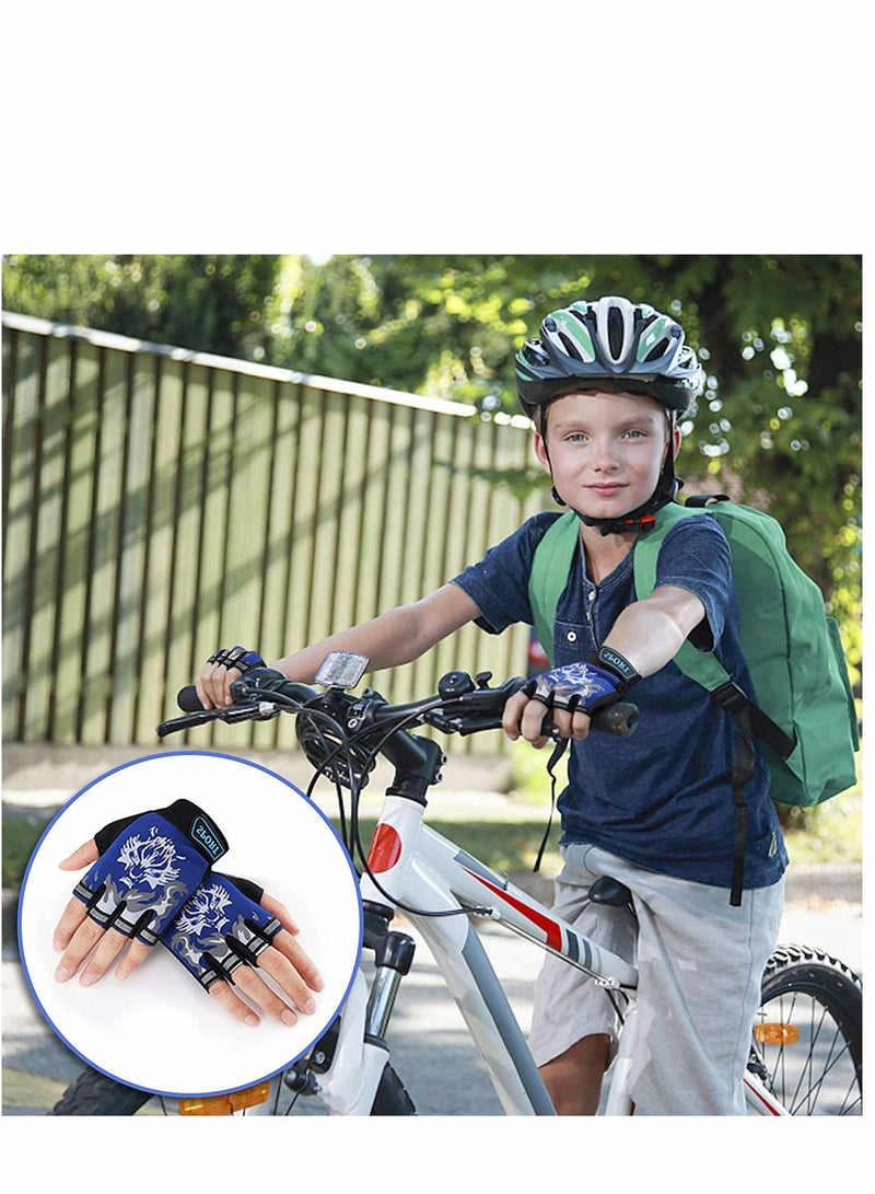 KASTWAVE Kids Fingerless Cycling Gloves Children Half Finger Sport Breathable Nonslip Shock Absorbing Child Riding Bike for Girl Boy Fishing Roller Skating Hunting Climbing - Image 2
