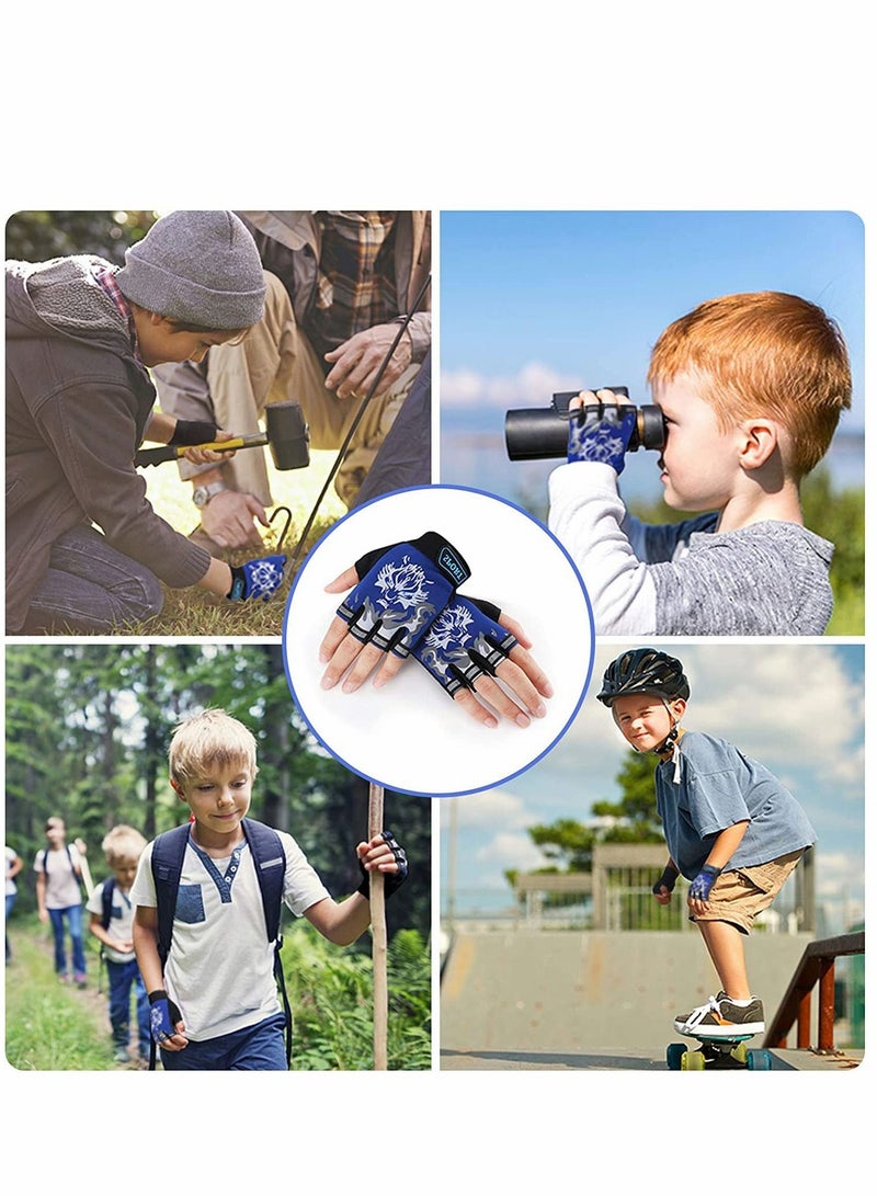 KASTWAVE Kids Fingerless Cycling Gloves Children Half Finger Sport Breathable Nonslip Shock Absorbing Child Riding Bike for Girl Boy Fishing Roller Skating Hunting Climbing - Image 5