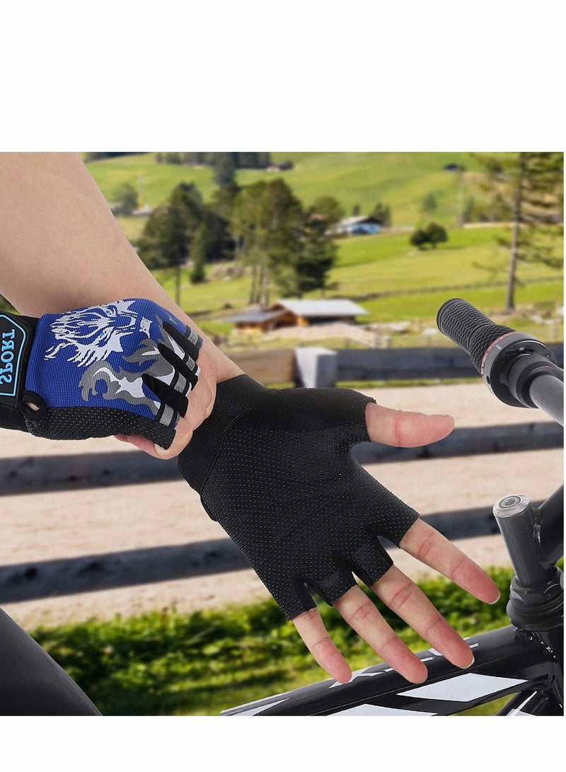 KASTWAVE Kids Fingerless Cycling Gloves Children Half Finger Sport Breathable Nonslip Shock Absorbing Child Riding Bike for Girl Boy Fishing Roller Skating Hunting Climbing - Image 4