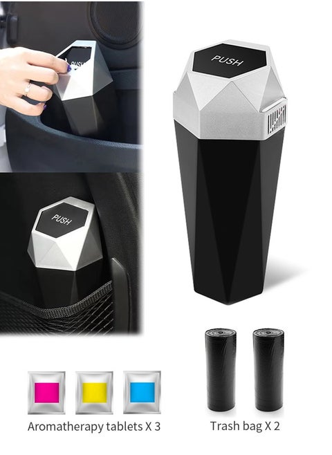 Mini Car Trash Can, Car Garbage Bin with Lid, Blocks Odors, Compatible with Cars, Trucks, SUVs
