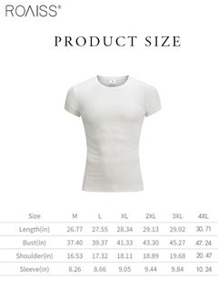 roaiss 2-Piece Men's T-Shirt Elastic Vertical Short Sleeve Round Neck Top Sports And Casual Versatile Short Sleeved Top  - Image 3