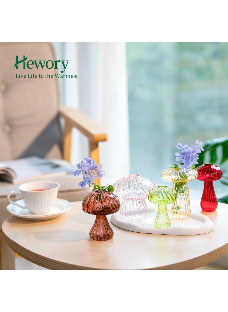 Hewory Hewory Glass Mushroom Vase for Flowers  10pcs Colored Small Bud Flower Vases Unique  Mushroom Propagation Hydroponic Vases  Funky Cottagecore Decor for Home Room Kitchen Office Windowsill Decorations  - Image 2