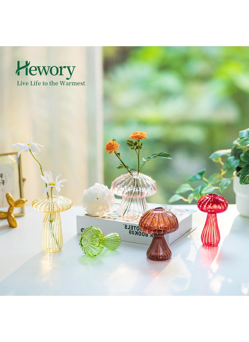 Hewory Hewory Glass Mushroom Vase for Flowers  10pcs Colored Small Bud Flower Vases Unique  Mushroom Propagation Hydroponic Vases  Funky Cottagecore Decor for Home Room Kitchen Office Windowsill Decorations  - Image 3