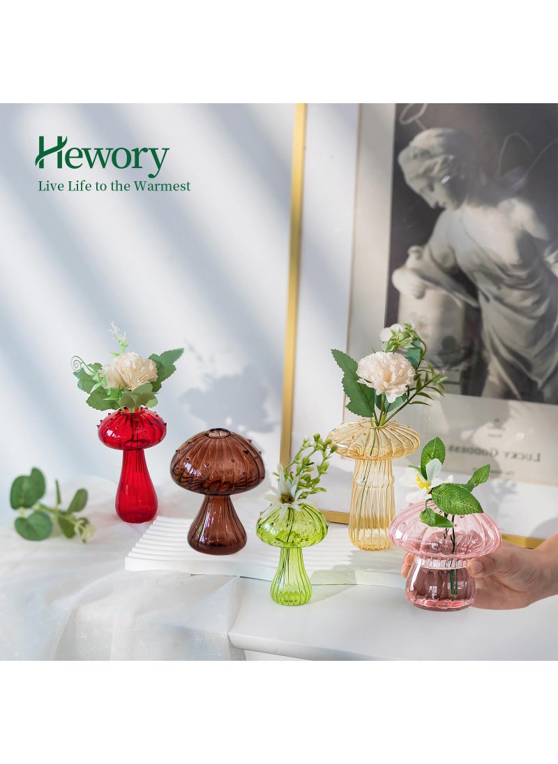 Hewory Hewory Glass Mushroom Vase for Flowers  10pcs Colored Small Bud Flower Vases Unique  Mushroom Propagation Hydroponic Vases  Funky Cottagecore Decor for Home Room Kitchen Office Windowsill Decorations  - Image 4