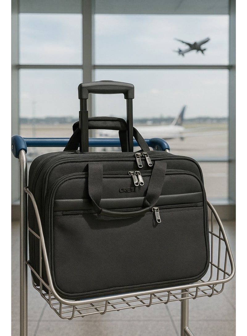 President Rolling Laptop Briefcase with Telescopic Handle, Business Travel Wheeled Bag, Black  - Image 3