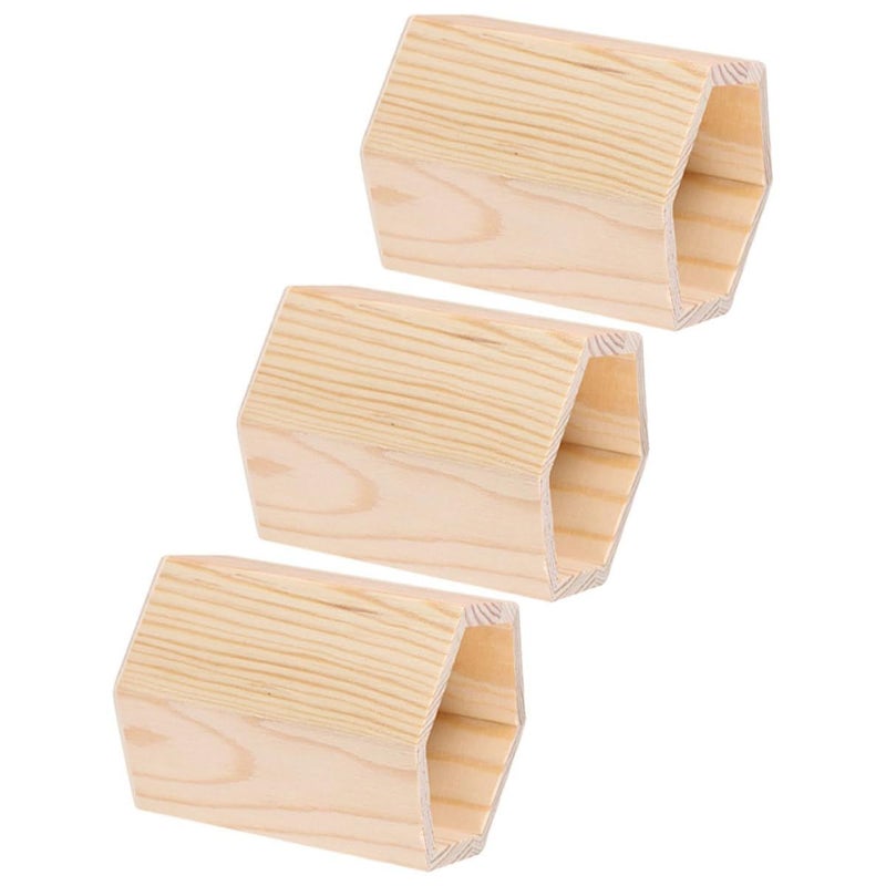 Hexagonal Unfinished Wooden Pen Holder Set 3pcs Pencil Cup Desk Organizer For Home Office Stationery Makeup Brush Storage - Image 2
