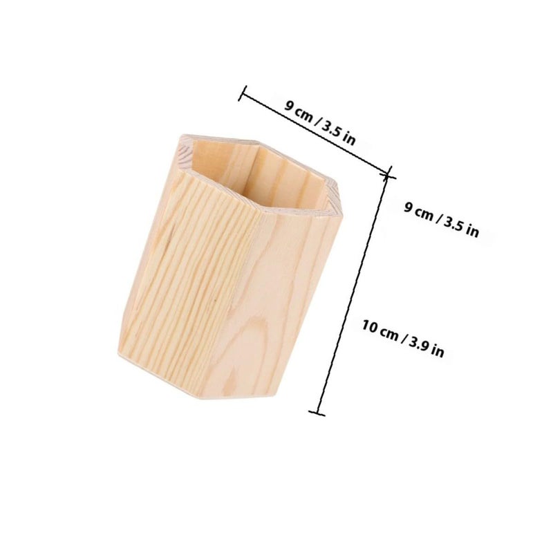 Hexagonal Unfinished Wooden Pen Holder Set 3pcs Pencil Cup Desk Organizer For Home Office Stationery Makeup Brush Storage - Image 3