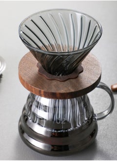Brutelle V60 Coffee Server Heat Resistant Glass Pot Pour Over Coffee Tea Server Coffee Maker With Glass Coffee Dripper 2 IN 1 Hand Drip Coffee Set for Home or Office Gray 600ml  - Image 1