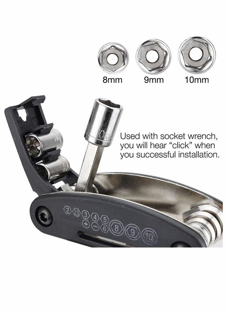 Y&D Bike Bicycle Repair Tool Kit, Cycling Multifunctional Mechanic Fix Tools Set Bag, 16 in 1 Multifunction Tool, Tire Levers, Self Adhesive Tyre Tube Patch Include - Image 3