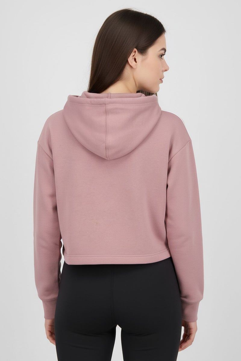 adidas Originals هودي خارجي طويل الأكمام للنساء بمقاسات كبيرة، وردي - Image 4