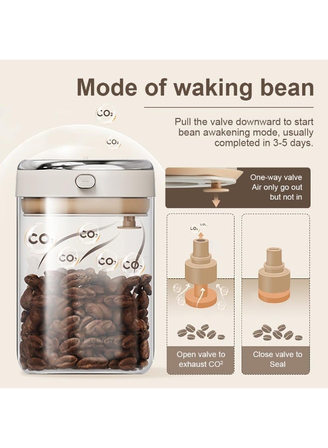 الحلم علبة قهوة مع زجاج عالي الجودة - حاوية قهوة محكمة الإغلاق مزودة بصمام CO2 أحادي الاتجاه ومؤشر نضارة، مثالية لتخزين حبوب القهوة، 1100 مل - Image 3