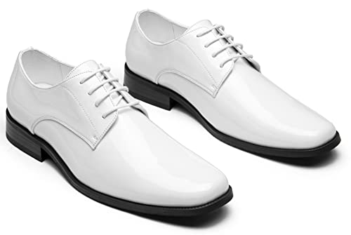 Jousen Mens Dress Shoes Formal Business Oxford Shoe Tuxedo Dress Shoes for Men (AMY9051A White 9) - Image 4