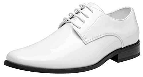 Jousen Mens Dress Shoes Formal Business Oxford Shoe Tuxedo Dress Shoes for Men (AMY9051A White 9) - Image 1
