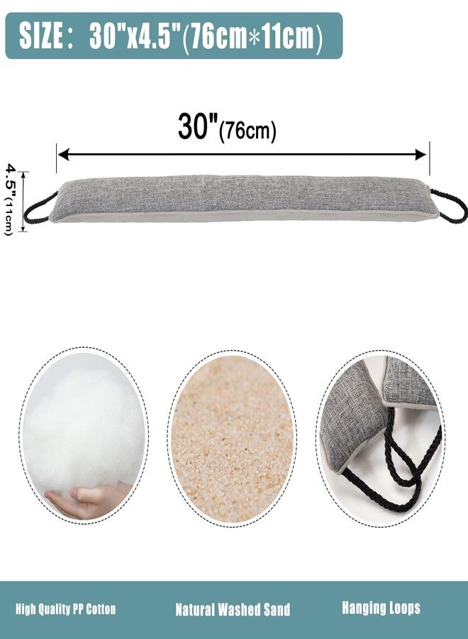 Marwood مانع تسرب الهواء أسفل الباب من ماروود، 106 سم، مانع للرياح للأبواب والنوافذ، مانع تسرب هواء مثقل للأبواب الفرنسية، مانع ضوضاء للباب الأمامي، مانع للضوضاء أسفل الباب مع حلقات تعليق - رمادي 42 بوصة - Image 2