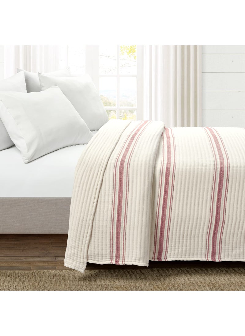 Lush Decor Lush Decor Comforter Farmhouse Stripe FullQueen Red 