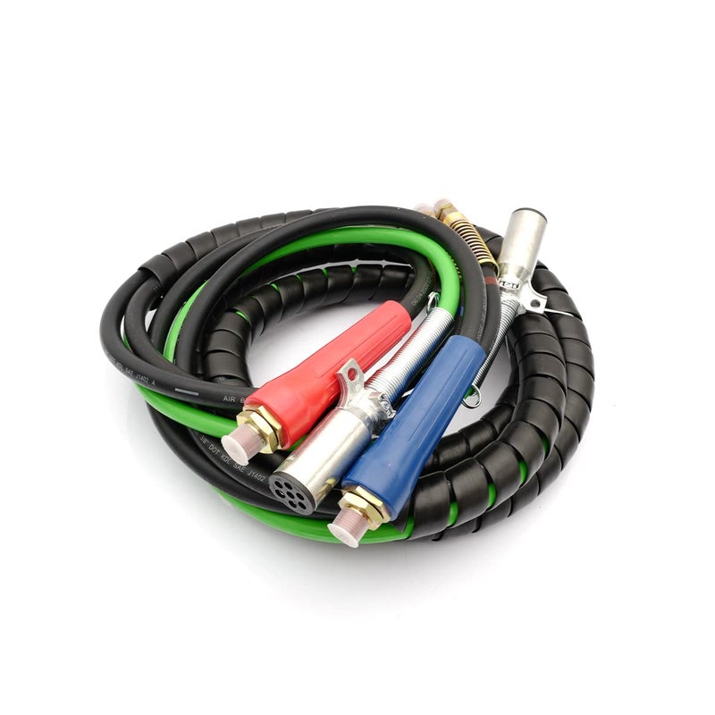 High Soar 12 FT Trailer 3 in 1 Hose Assemblies with Handle Grip ABS & Power Air Line Hose Wrap