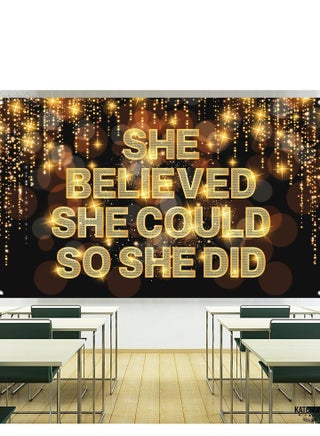 KatchOn, She Believed She Could So She Did Banner - XtraLarge 72x44 Inch | Congratulations Banner, Congratulations Decorations | 2025 Graduation Party Decorations, Graduation Decorations Class of 2025 - view 5
