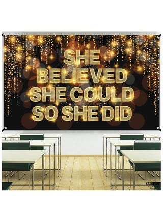 KatchOn, She Believed She Could So She Did Banner - XtraLarge 72x44 Inch | Congratulations Banner, Congratulations Decorations | 2025 Graduation Party Decorations, Graduation Decorations Class of 2025 - view 3